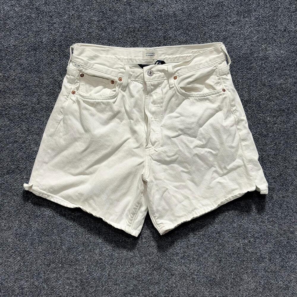 Citizens Of Humanity Shorts Womens 28 White Denim Button Fly Marlow Casual
